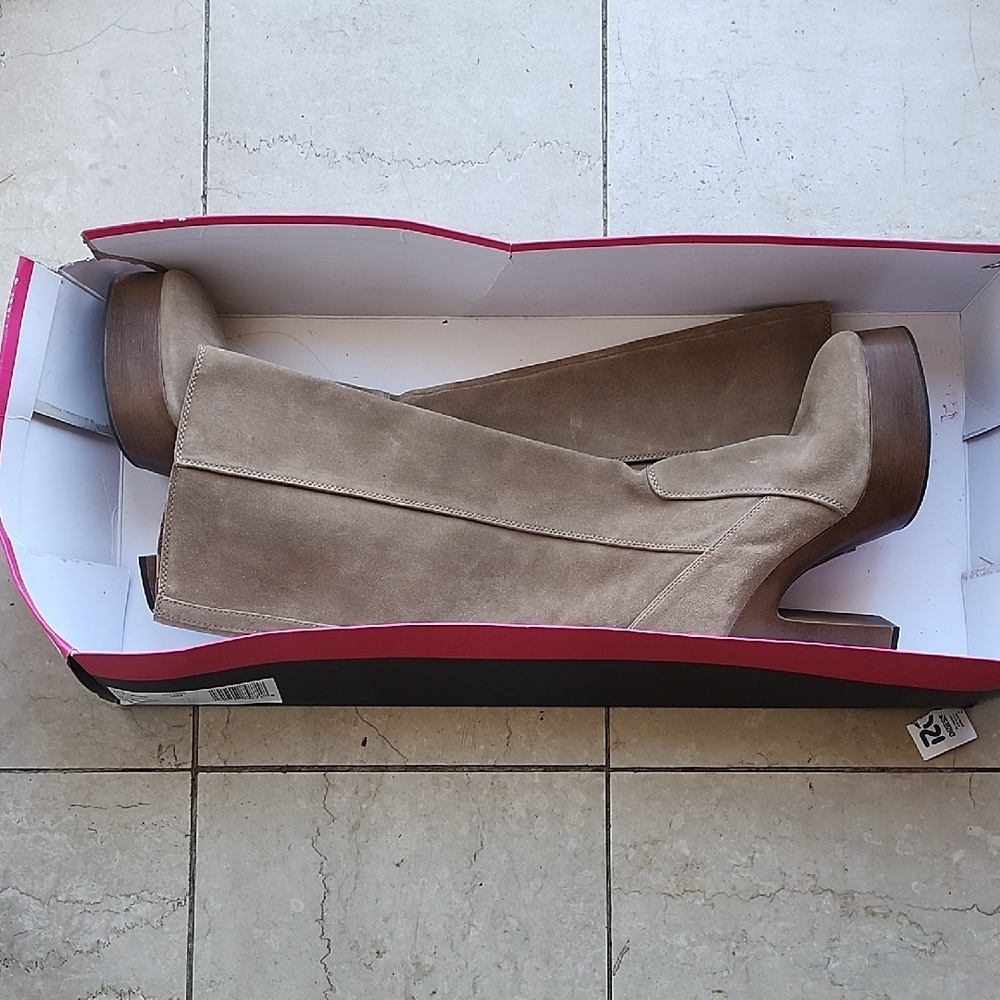 Two by Vince Camuto Taupe Suede Heeled Boots